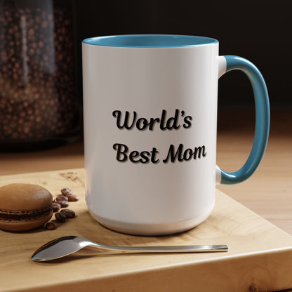 World's Best Mom Accent Coffee Mug - 11oz & 15oz - Perfect Gift for Mother's Day