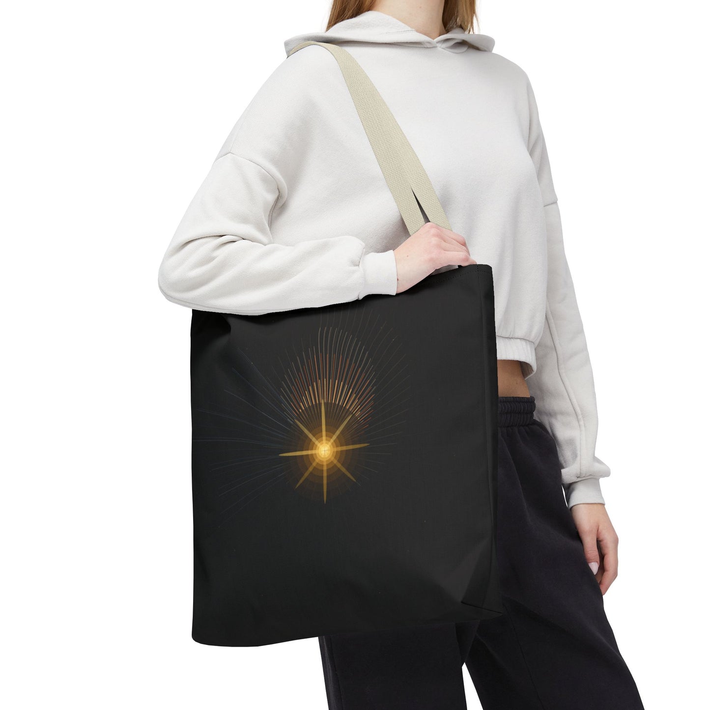Radiant Starburst Tote Bag | Golden Light Celestial Design - TRV