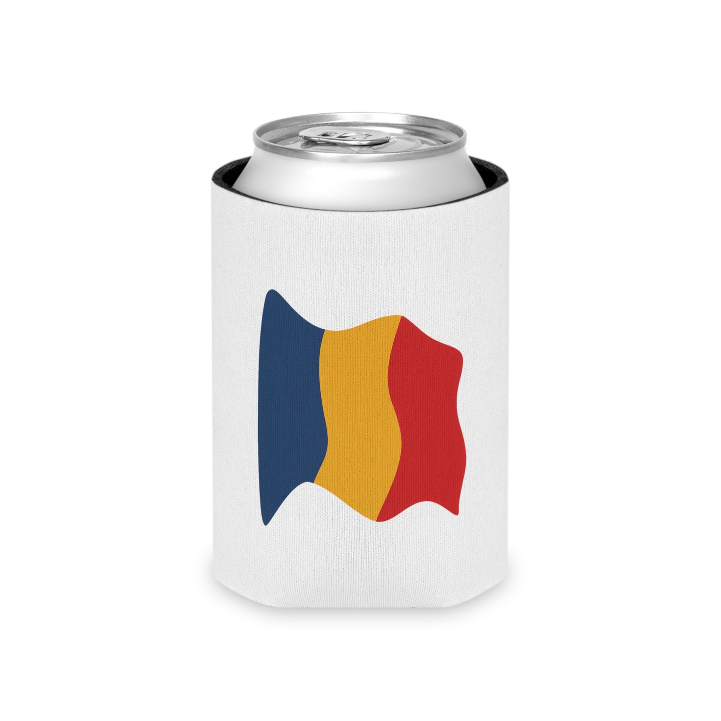 Romania Flag Can Cooler – Insulated Beer Koozie (Waving Tricolor)