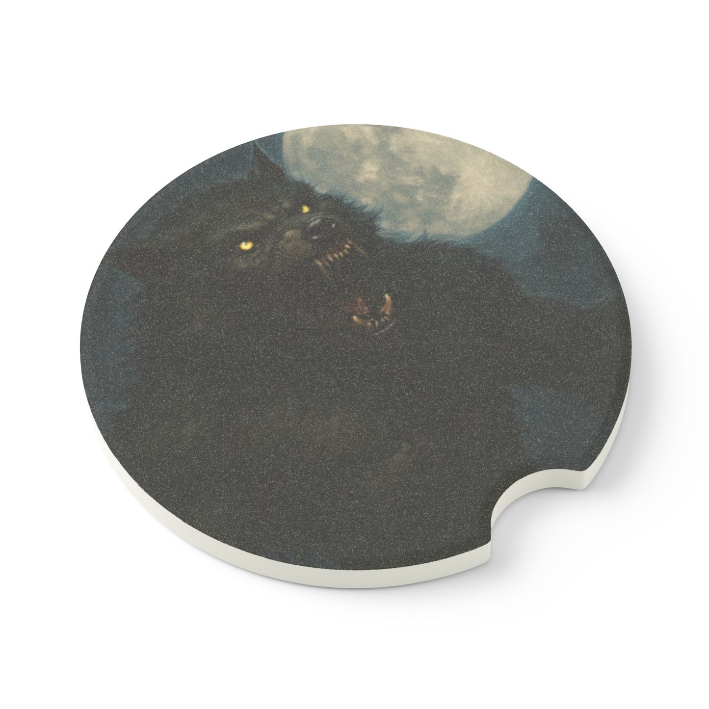 Soapstone Car Coaster — Night Wolf Moon Design