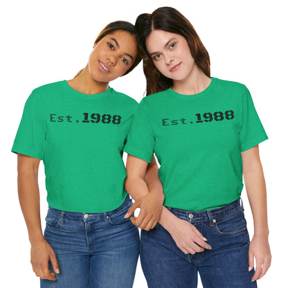 Est. 1988 Unisex Jersey Tee, Vintage Birthday Shirt, Casual Everyday Wear, Gift for Him or Her, Anniversary Celebration Tee