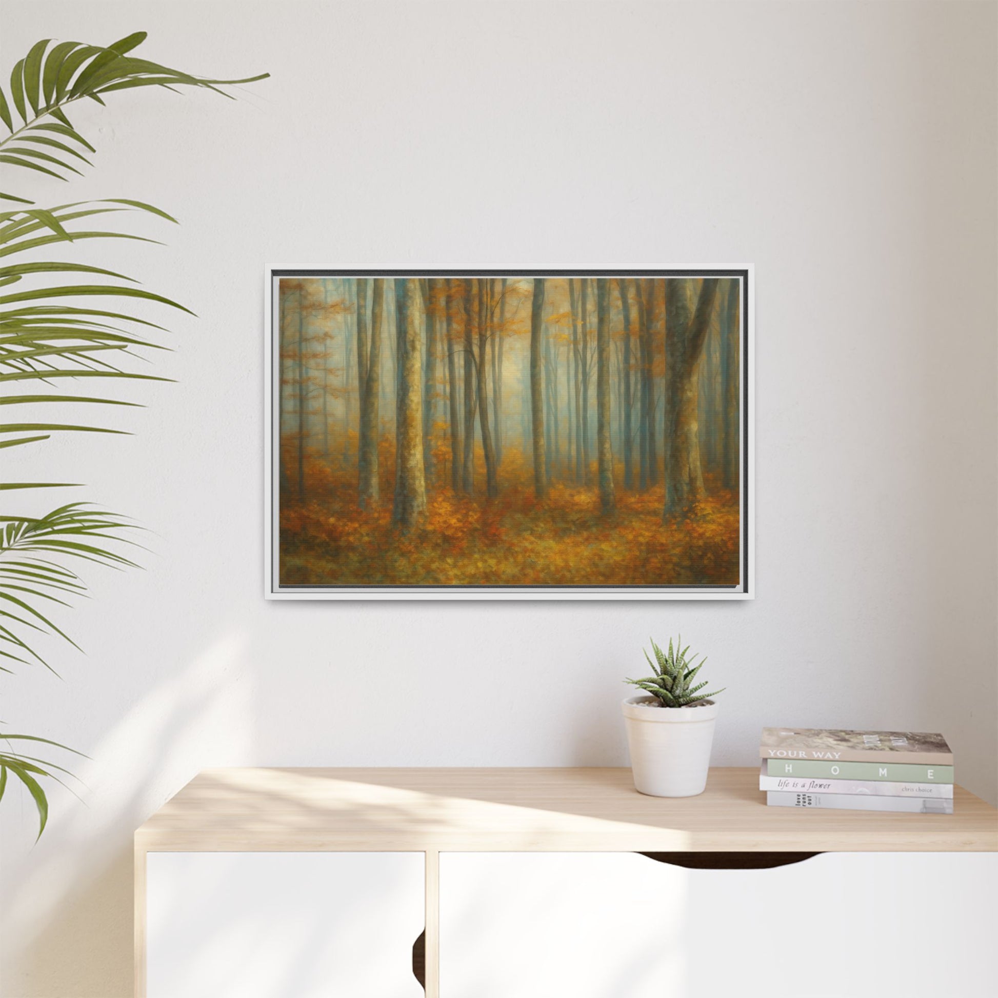 Autumn Forest Canvas Art, Framed Wall Decor, Rustic Home Decor, Nature Artwork, Gift for Nature Lovers - TRV