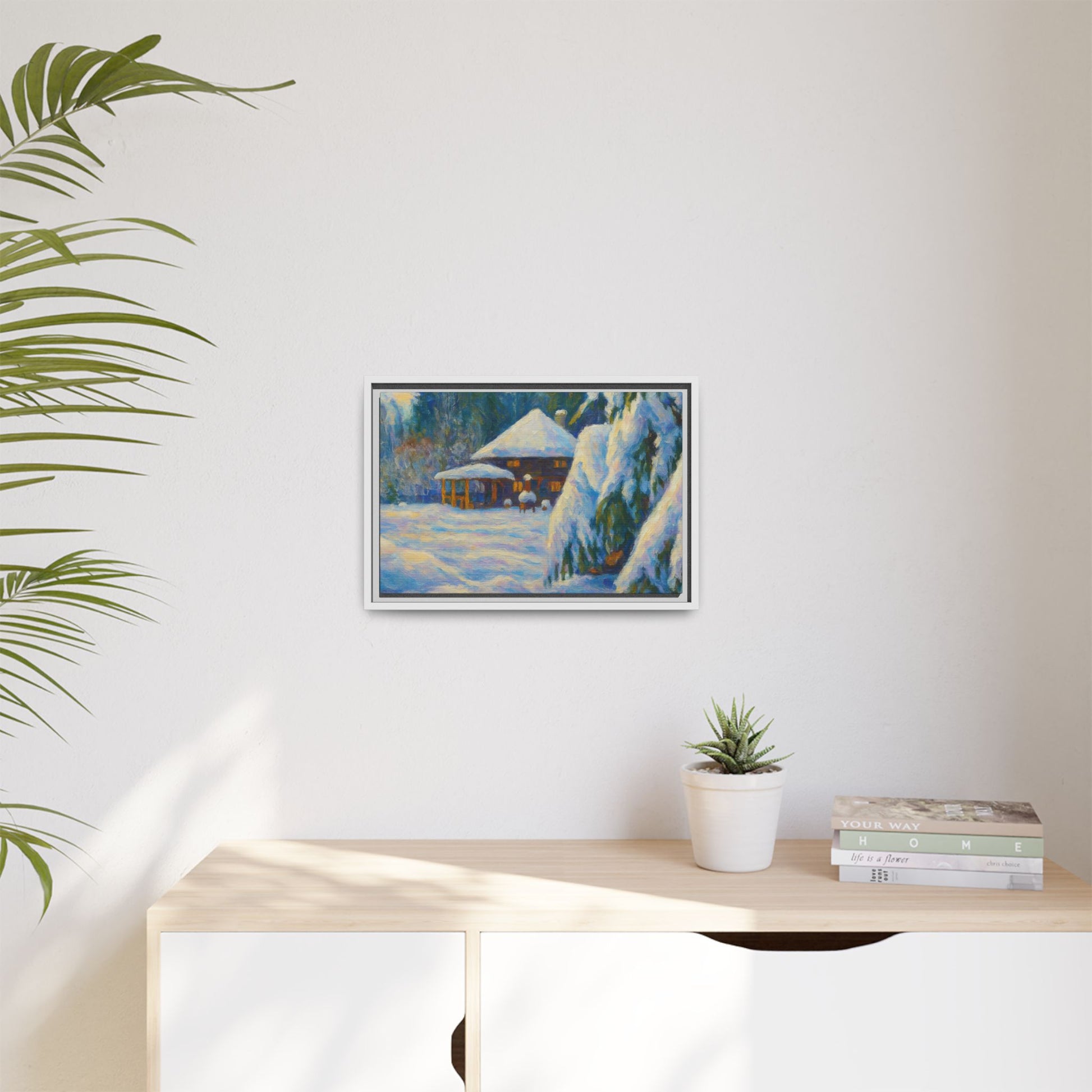 Canvas Art, Winter Scene Home Decor, Seasonal Gift for Art Lovers, Holidays Wall Art, Framed Painting, Matte Print - TRV