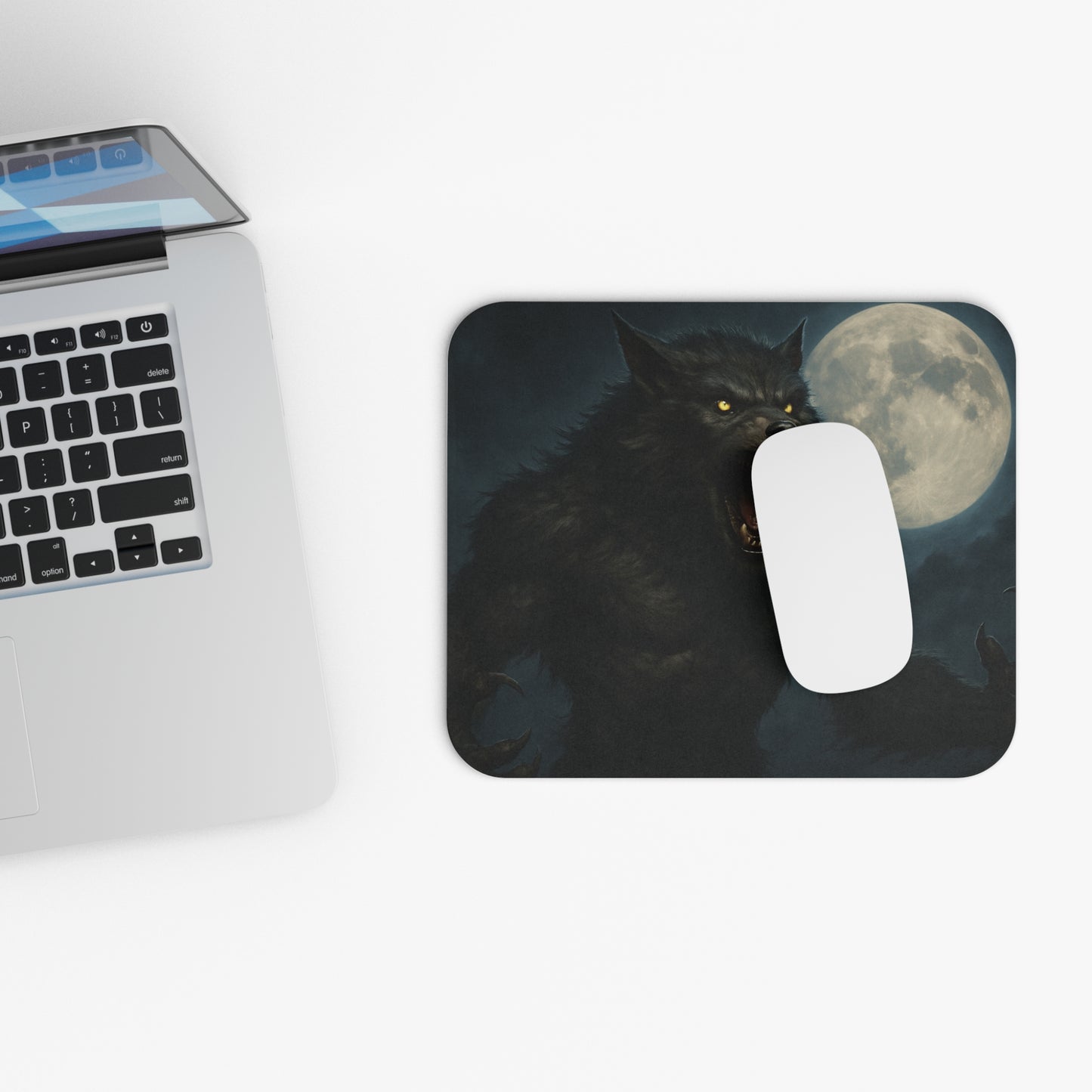 Moonlit Werewolf Mouse Pad | Gaming Desk Accessory, Gifts for Gamers, Unique Office Decor, Halloween or Horror Theme - TRV