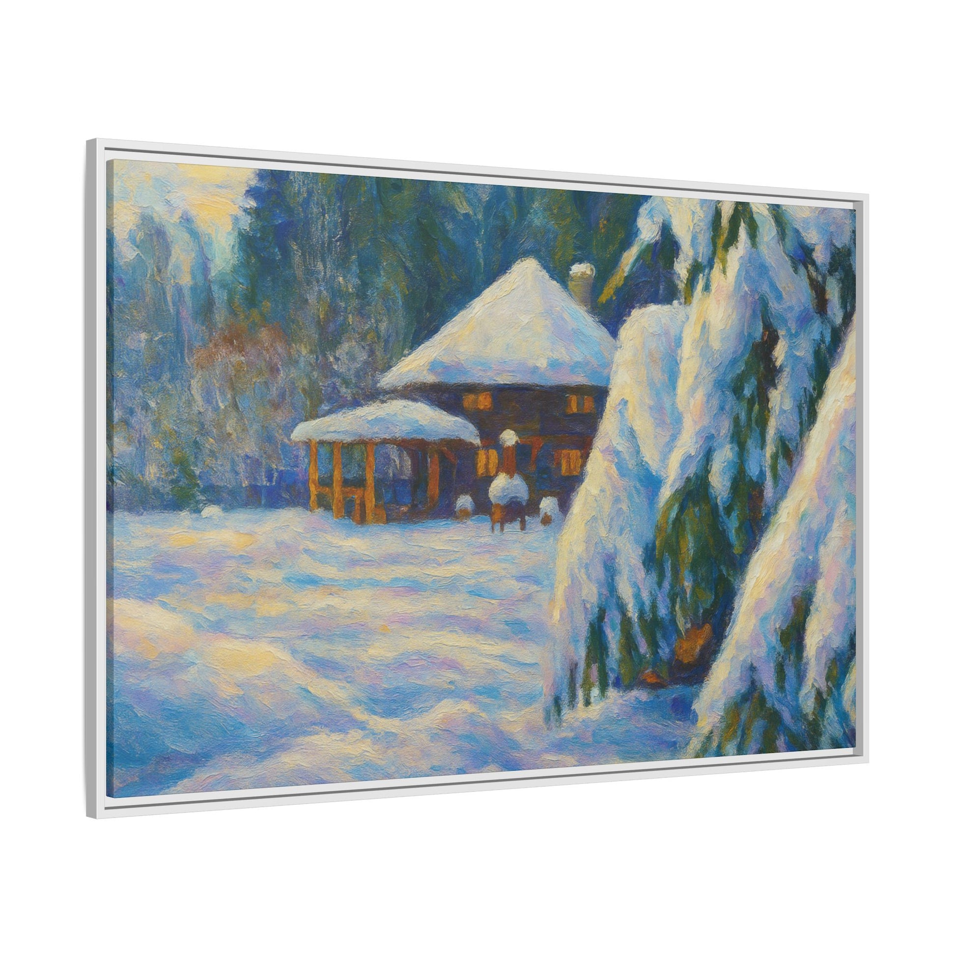 Canvas Art, Winter Scene Home Decor, Seasonal Gift for Art Lovers, Holidays Wall Art, Framed Painting, Matte Print - TRV