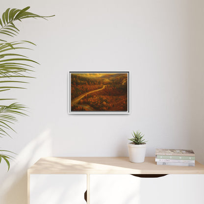 Autumn Landscape Framed Canvas Art, Cozy Home Decor, Warm Fall Vibes, Gift for Nature Lovers, Perfect for Thanksgiving - TRV