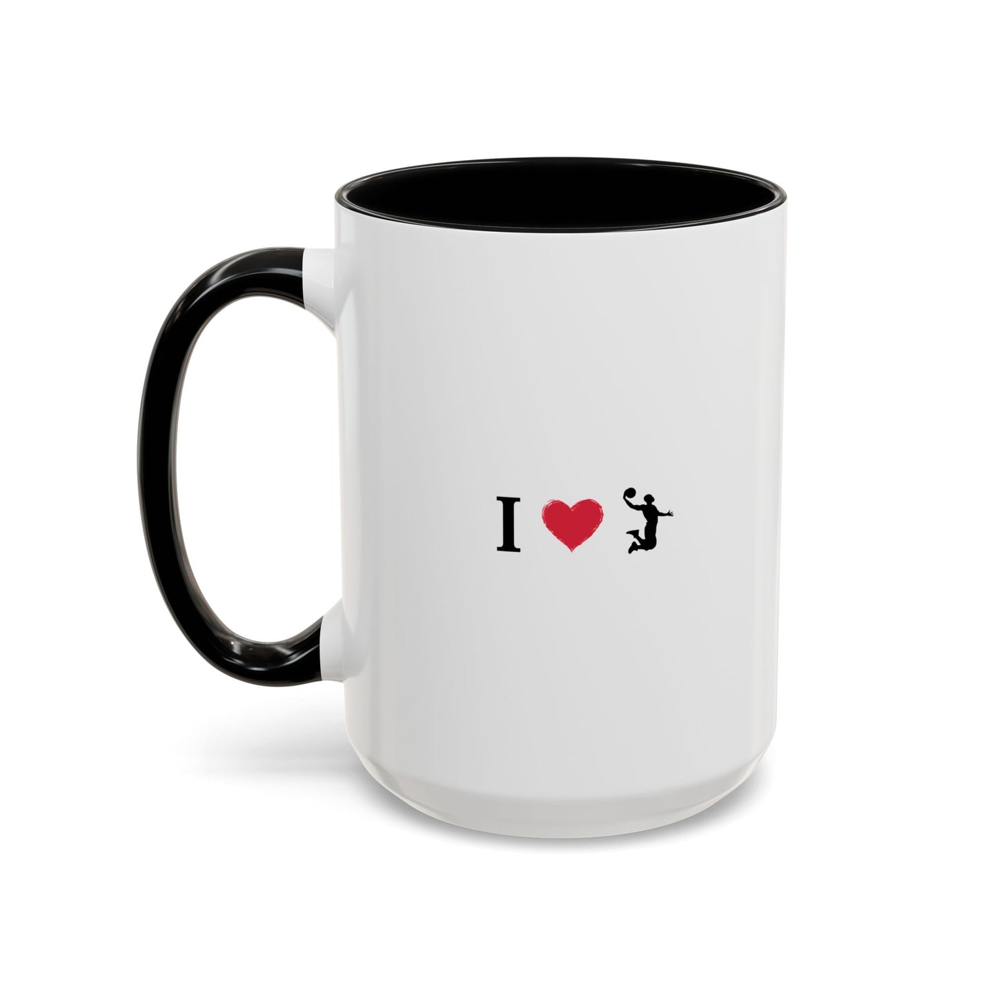I Love Basketball Coffee Ceramic Mug, Cute Coffee Lover Gift, Personalized Mug for Fun, Black Accent Mug for Birthdays, Holidays, Office - TRV