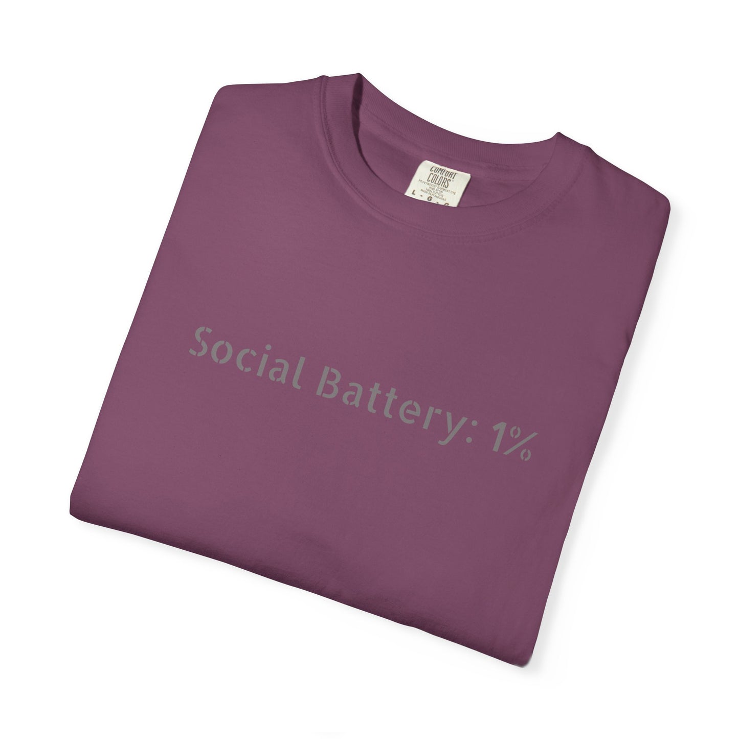 Social Battery 1% T-shirt | Introvert Funny Text Tee