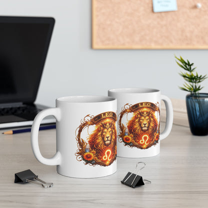 Leo Zodiac Sign Illustration Mug | Ceramic Coffee Cup