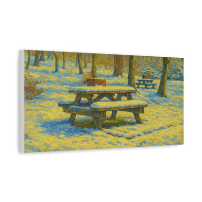 Winter Picnic Canvas Art Print, Cozy Home Decor, Seasonal Wall Art, Nature-Inspired Artwork, Perfect for Holidays - TRV