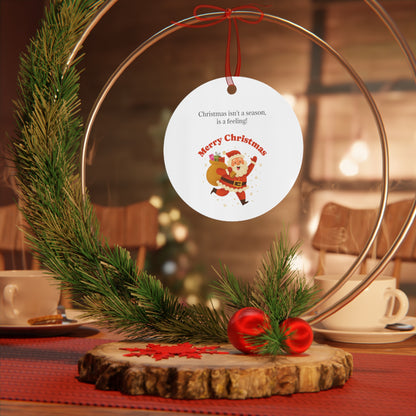 Merry Christmas Santa with Sack metal ornament | Bell shaped holiday decoration