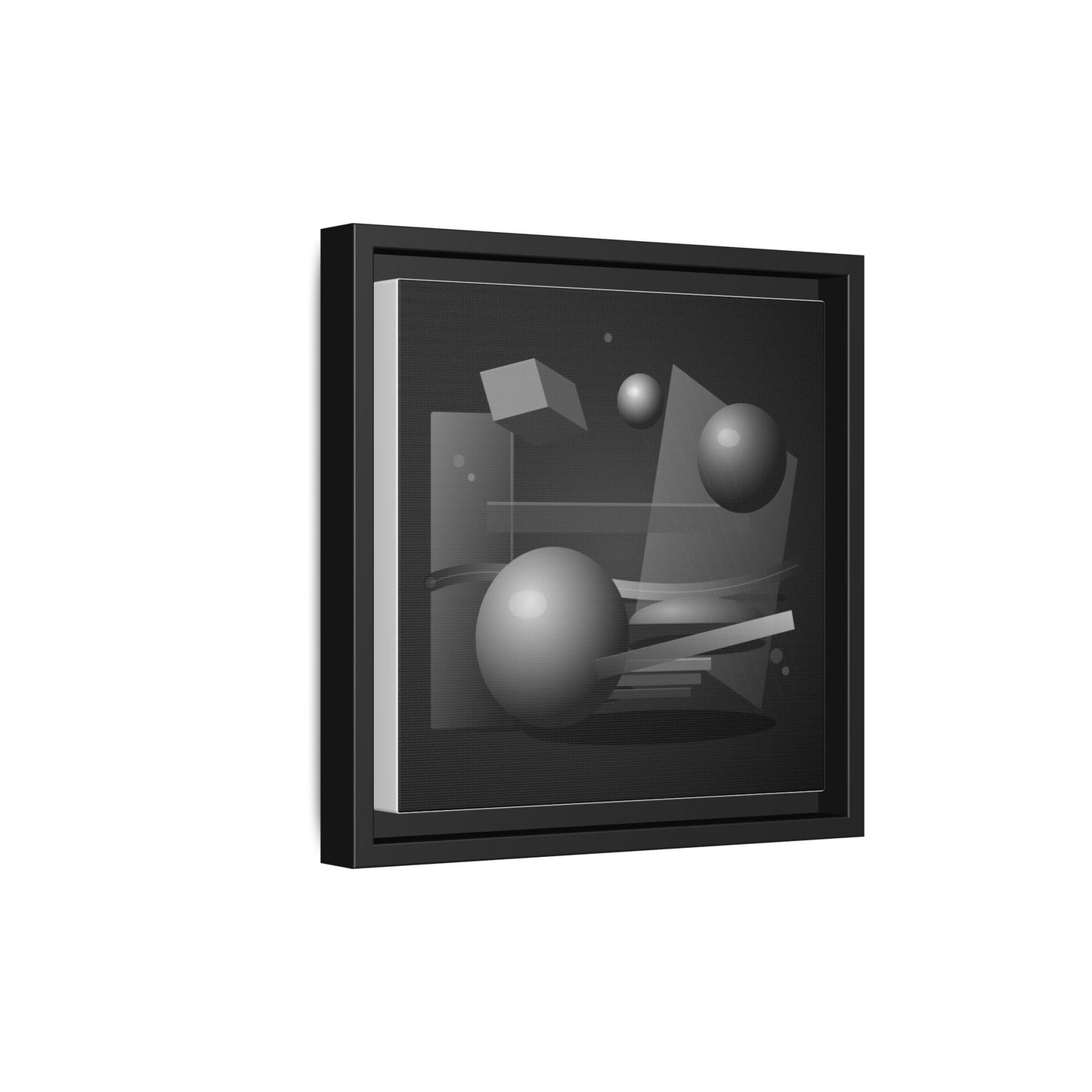 Monochrome Geometric Spheres Canvas Framed Wall Art | Matte Print