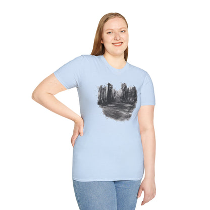 Minimalist Nature-Inspired Unisex Softstyle T-Shirt, Casual Wear, Everyday Style, Gift for Nature Lovers, Eco-Friendly Fashion