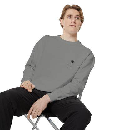 Unisex Garment-Dyed Sweatshirt with Heart Design - Cozy & Stylish