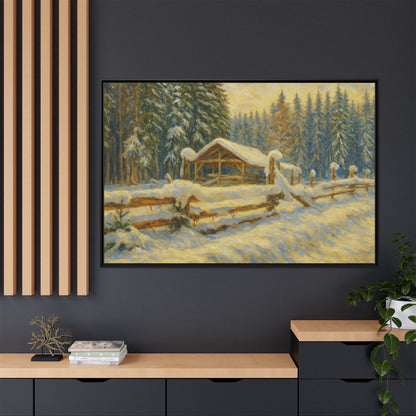 Winter Landscape Framed Canvas Art | Cozy Home Decor | Wall Art for Living Room, Bedroom, Holiday Gift, Rustic Vibes, Art Print - TRV