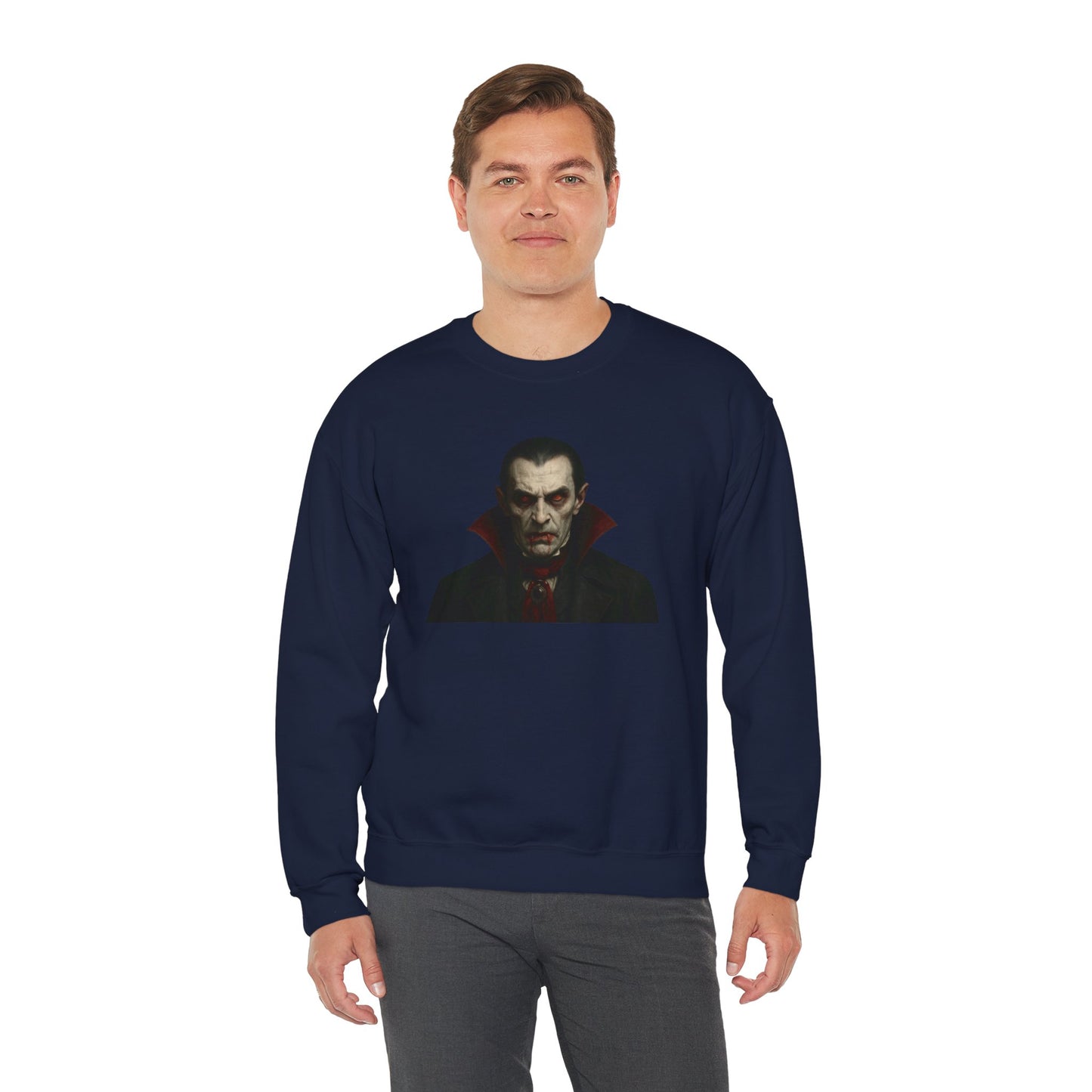 Gothic Horror Sweatshirt, Cozy Vampire Sweatshirt, Spooky Apparel, Halloween Costume Top, Unisex Halloween Sweatshirt