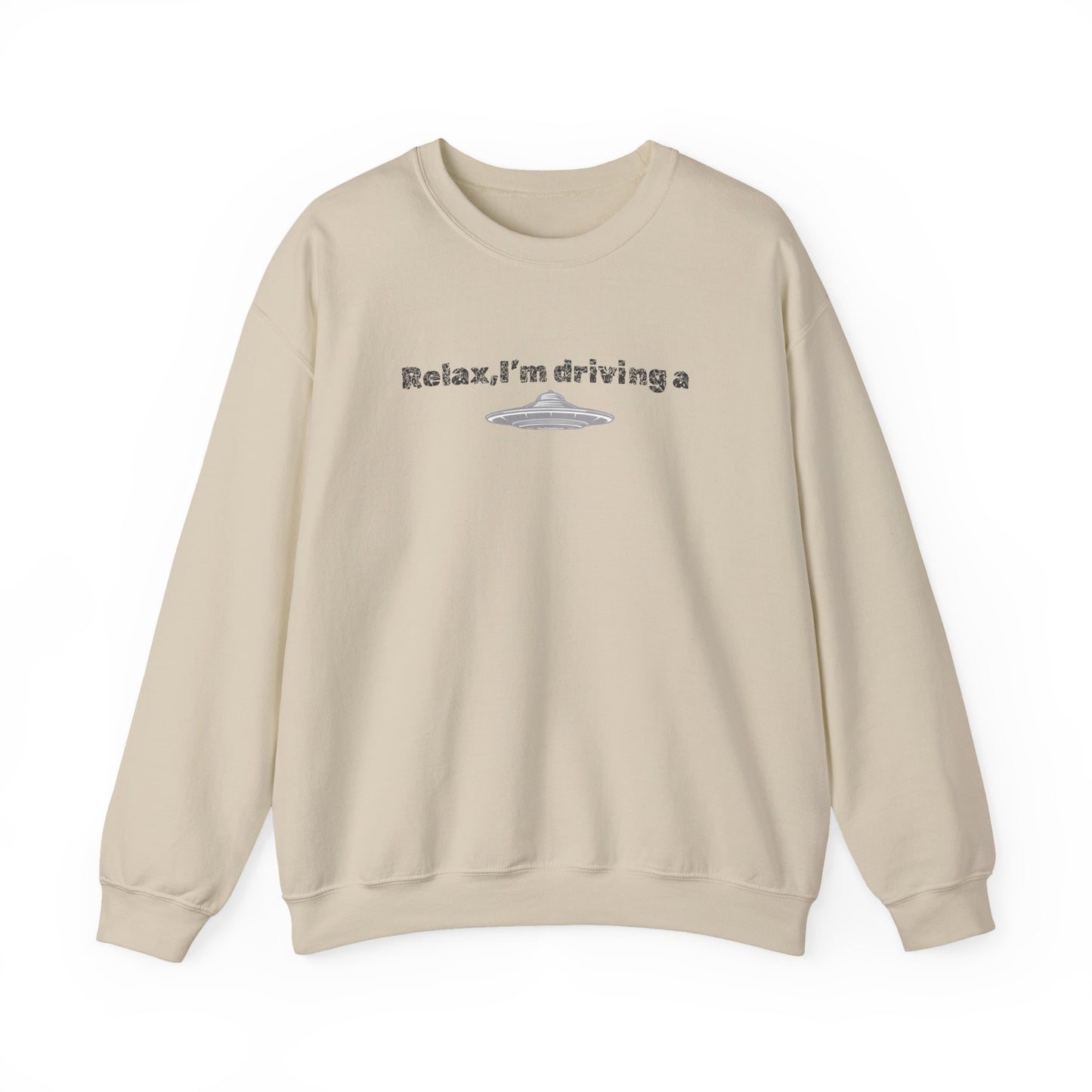 Relaxing UFO Driving Sweatshirt, Funny Gift for UFO Lovers, Unisex Crewneck Pullover, Casual Wear, Space Enthusiast Apparel