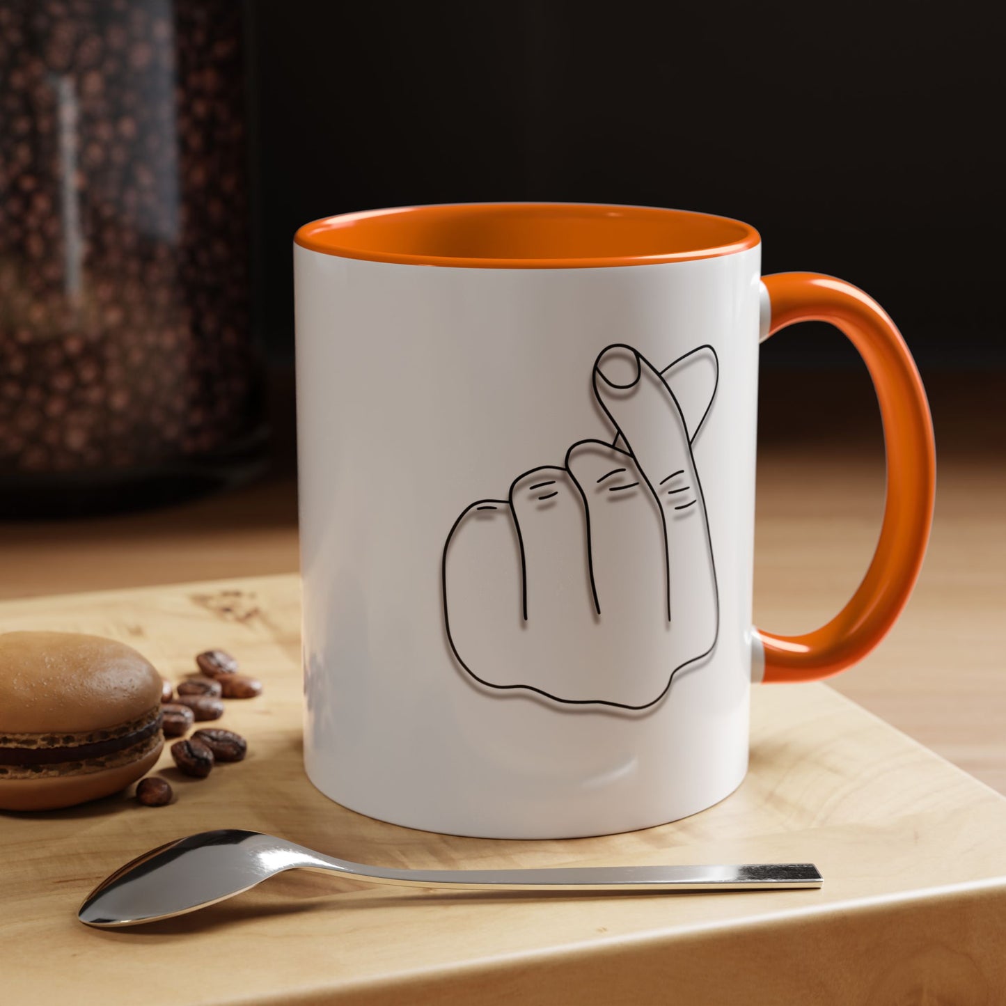 K-Pop Accent Mug - Love Gesture Design (11oz, 15oz), Korean Pop Coffee Cup, K-Pop Lover Gift, Cute Drinkware, Unique Mug
