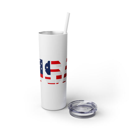Skinny Tumbler — USA Flag 20oz Straw Tumbler (Patriotic Travel Cup)