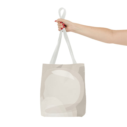 Neutral Abstract Circle Pattern Tote Bag | Minimal Beige AOP Canvas