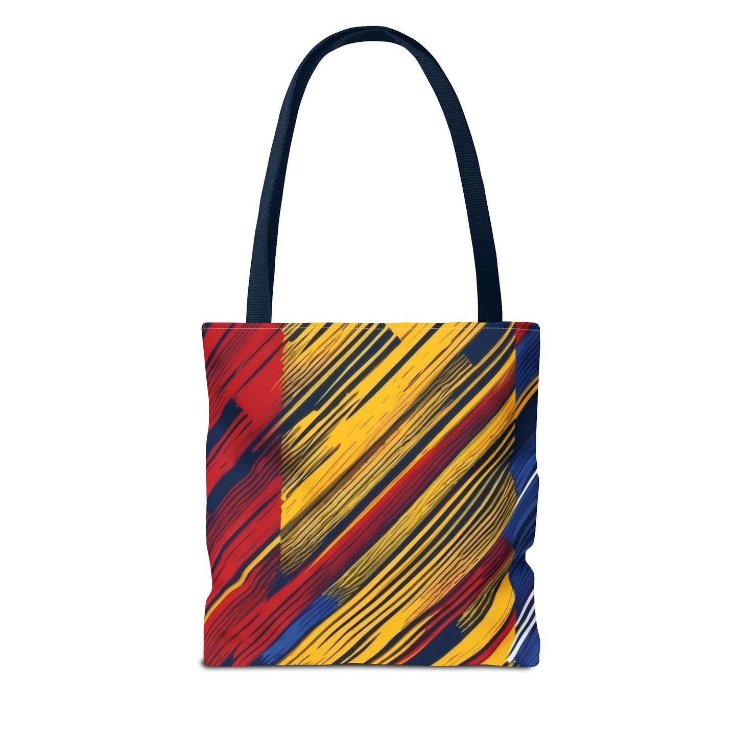 Abstract Brushstroke Tote Bag - Bold Red, Yellow & Blue All-Over Print