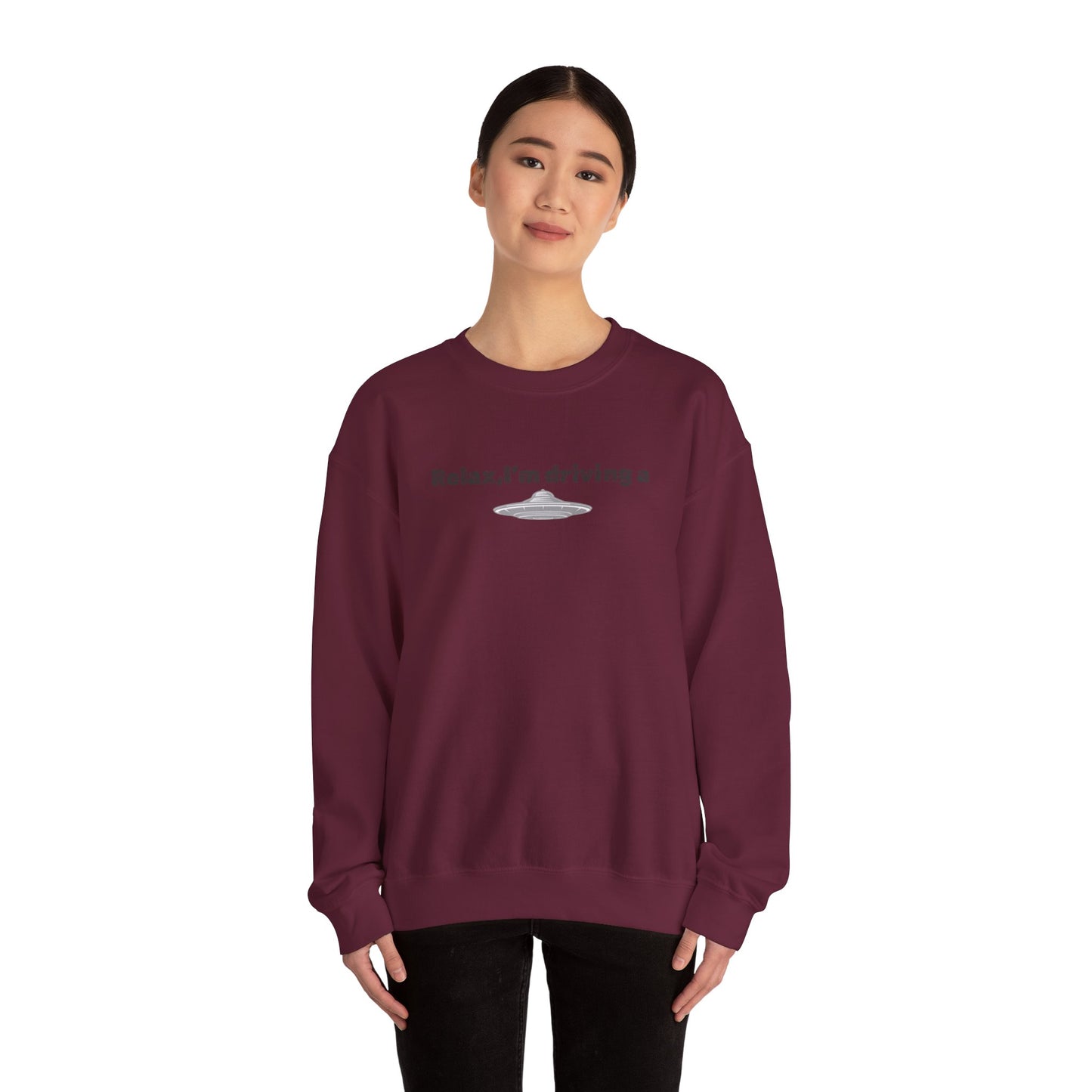 Relaxing UFO Driving Sweatshirt, Funny Gift for UFO Lovers, Unisex Crewneck Pullover, Casual Wear, Space Enthusiast Apparel
