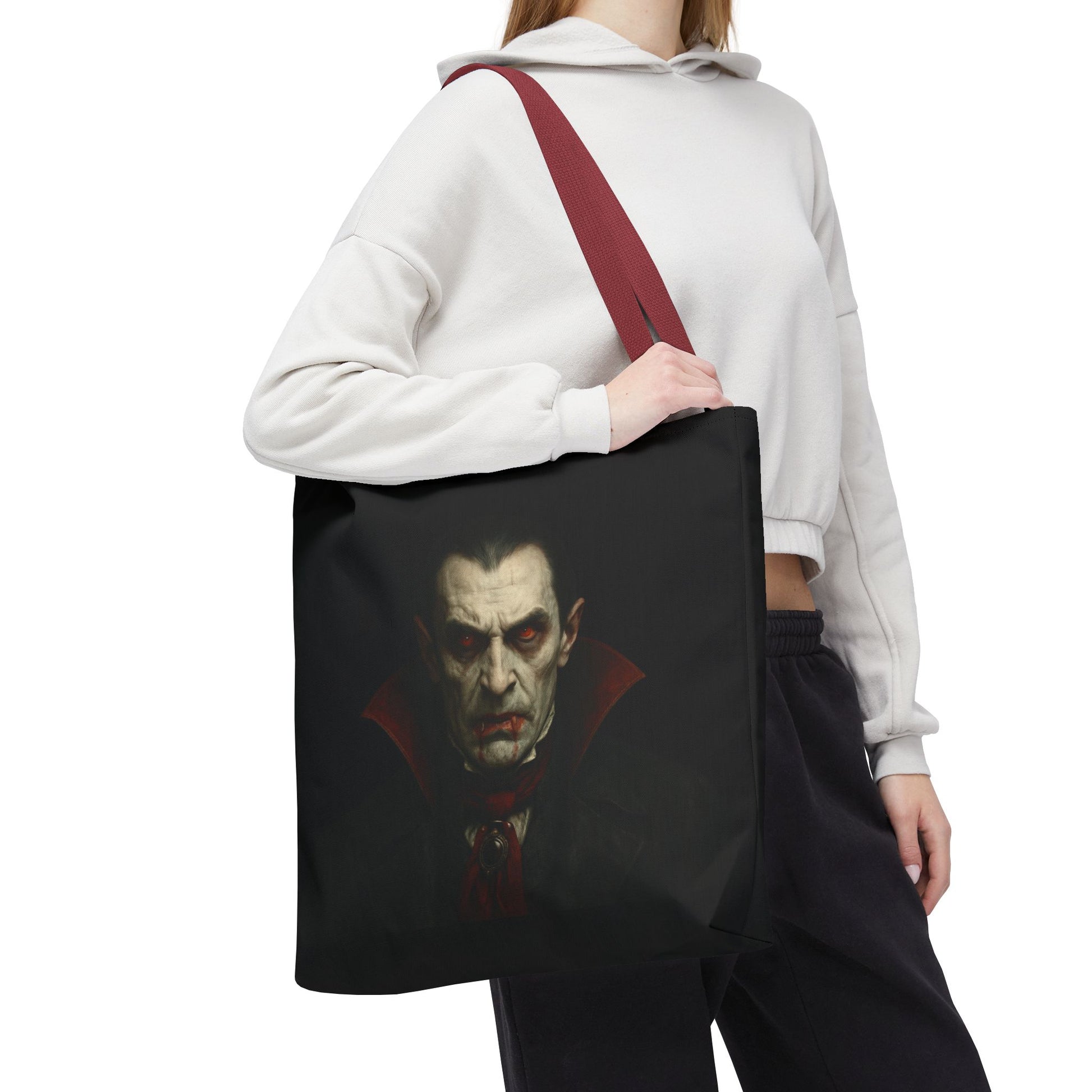 Vampire Haunted Tote Bag, Spooky Shopping Bag, Halloween Accessory, Gothic Style Handbag, Perfect for Halloween Parties, Unisex Tote - TRV