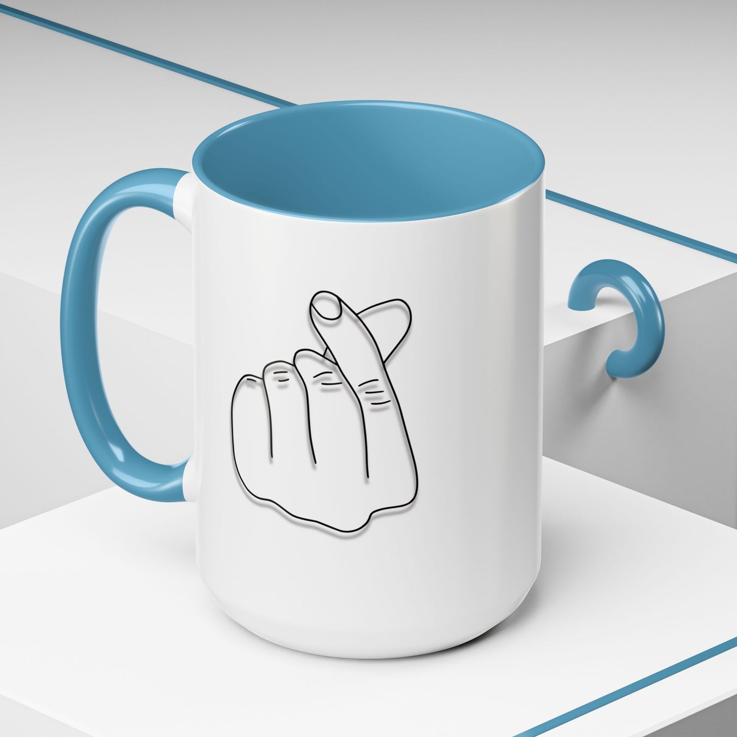 K-Pop Accent Mug - Love Gesture Design (11oz, 15oz), Korean Pop Coffee Cup, K-Pop Lover Gift, Cute Drinkware, Unique Mug
