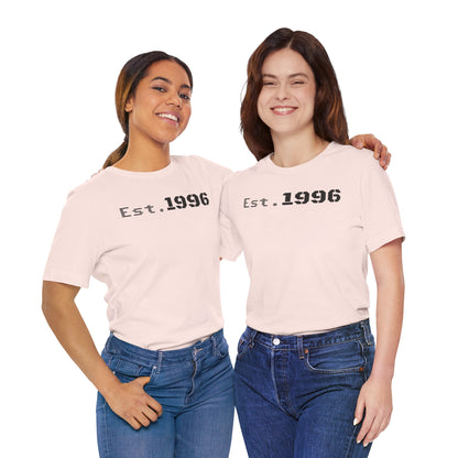 Unisex Jersey Tee - 'Est. 1996' Graphic Shirt, Birthday Gift, Casual Wear, Vintage Style, Retro Fashion, Gift for Him/Her - TRV
