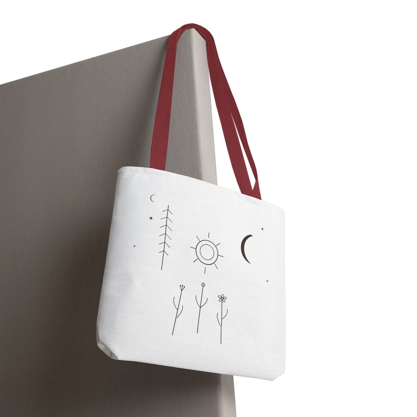 Minimal Moon and Sun Botanical Tote | Celestial Line Art Bag
