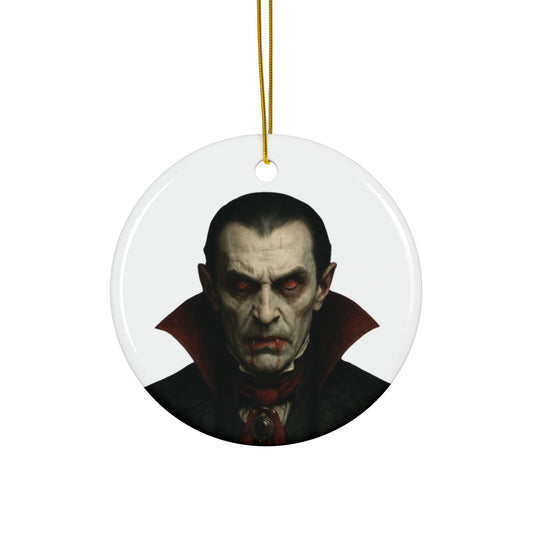 Vampire Portrait Ceramic Ornament — Two-Sided Gothic Christmas Decoration