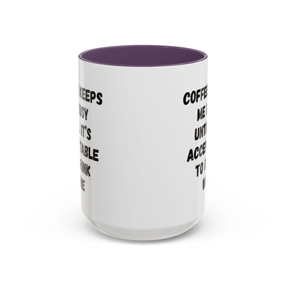 Funny Coffee Mug - "Coffee Keeps Me Busy Until It's Acceptable to Drink Wine" - Great for Mornings, Gifts, Office, Relaxation, Home