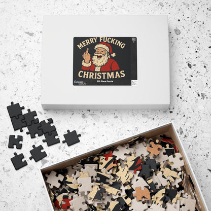 Irreverent Merry Christmas Puzzle | Santa Middle Finger Holiday Jigsaw