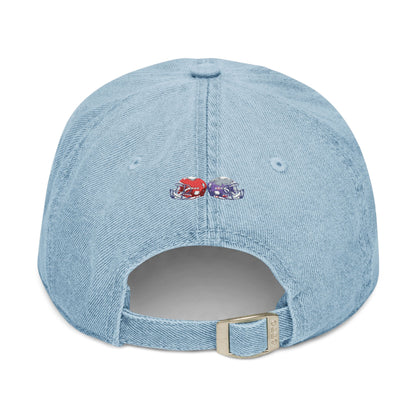 Football-Themed Denim Hat with Embroidery, Perfect Gift for Sports Lovers, Casual Wear, Game Day Accessories, Embroidered Cap