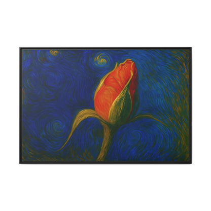 Red Rose Bud Painting Canvas Framed | Matte Wall Art - TRV