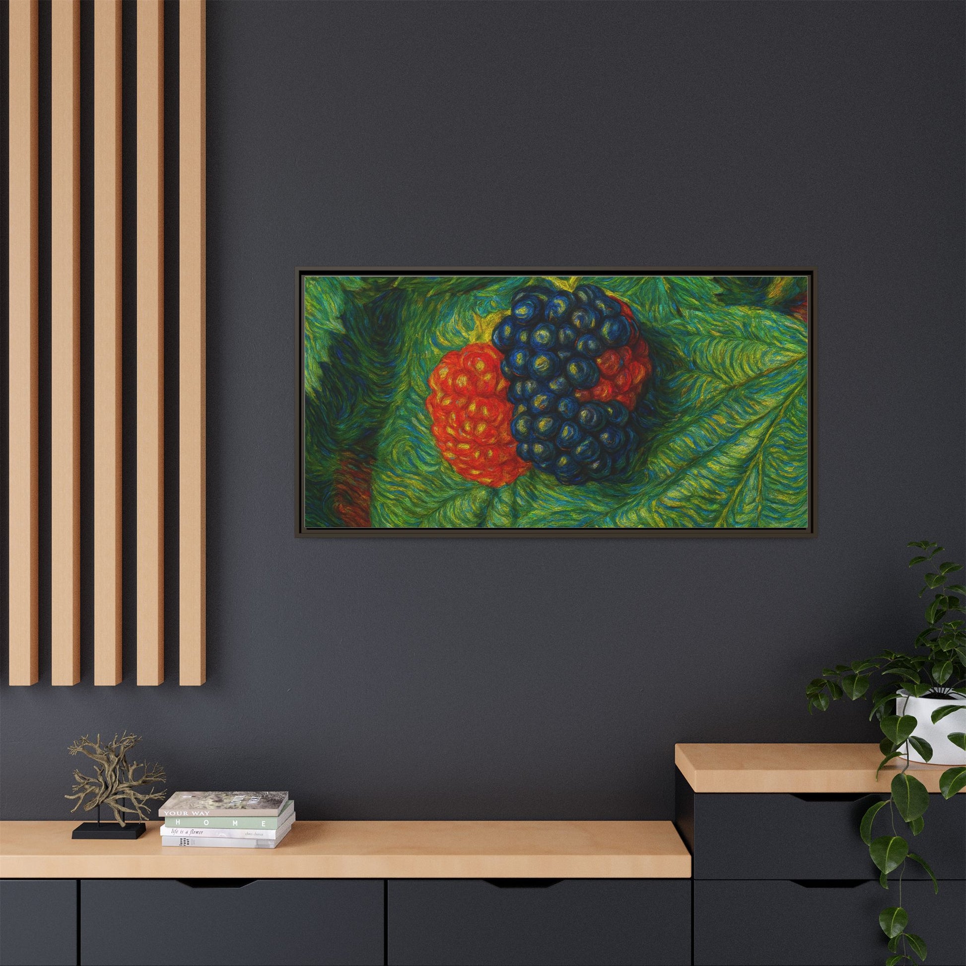 Van Gogh Style Blackberry Canvas Art, Framed Wall Decor, Botanical Print, Summer Home Decor, Gift for Garden Lovers - TRV