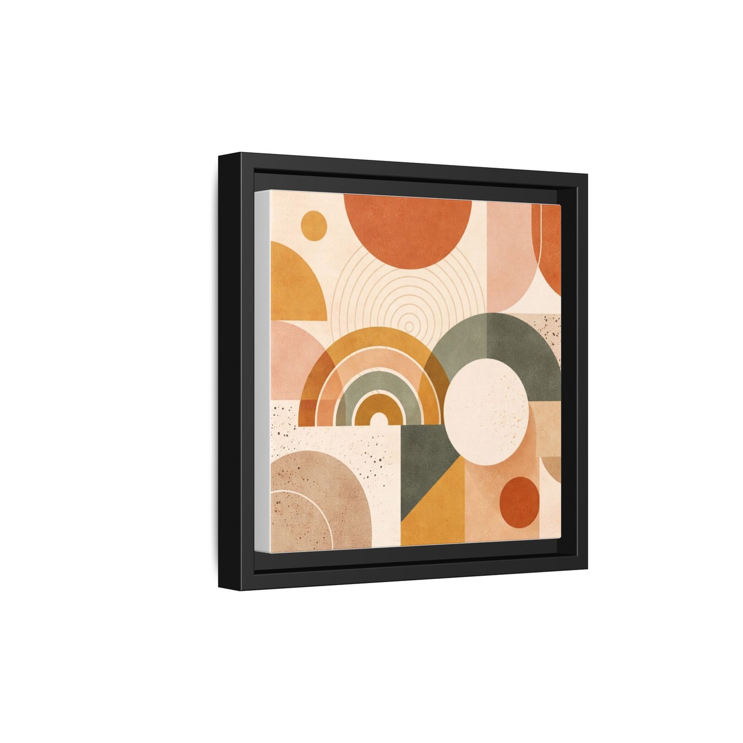 Abstract Terracotta Geometric Rainbow Matte Canvas Framed