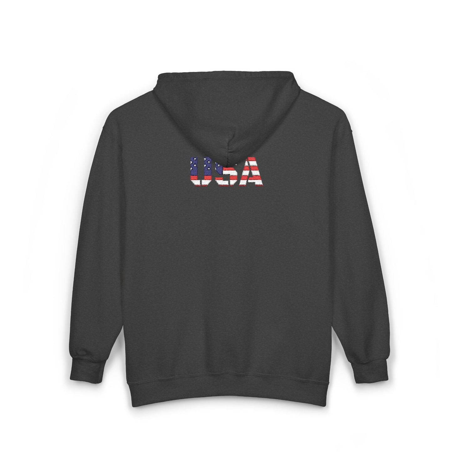 USA Flag Full Zip Hoodie - Unisex Sweatshirt for Independence Day, Patriotic Apparel, Casual Wear, Gifts for Veterans - TRV