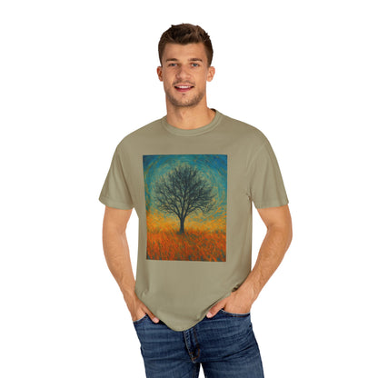 Nature-Themed Unisex Garment-Dyed T-Shirt - Tree Design, Bohemian Tee, Nature Lover Gift, Eco-Friendly Fashion, Casual Wear - TRV