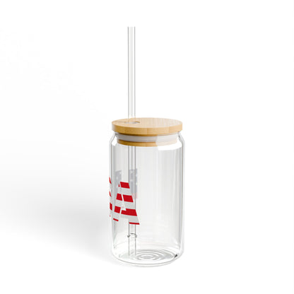 Patriotic USA Sipper Glass, 16oz — American Flag Straw Tumbler