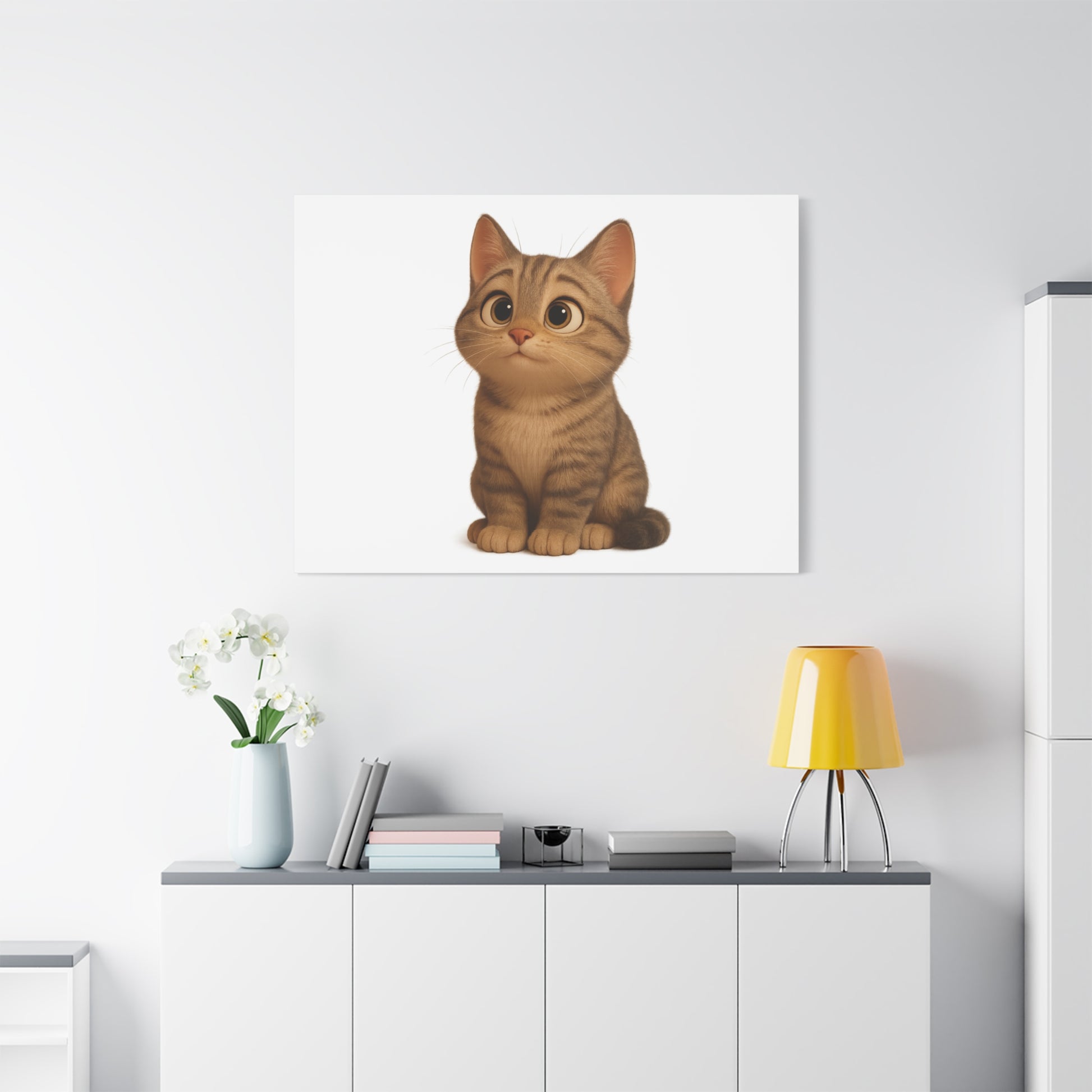 Adorable Cat Canvas Art, Cute Cat Wall Decor, Pet Lover Gift, Nursery Wall Art, Animal Print, Modern Home Decor - TRV