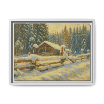 Winter Landscape Framed Canvas Art | Cozy Home Decor | Wall Art for Living Room, Bedroom, Holiday Gift, Rustic Vibes, Art Print - TRV
