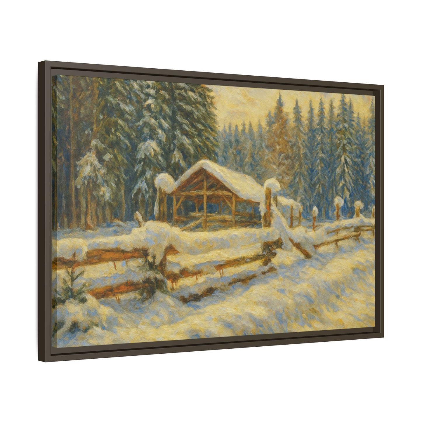 Winter Landscape Framed Canvas Art | Cozy Home Decor | Wall Art for Living Room, Bedroom, Holiday Gift, Rustic Vibes, Art Print - TRV