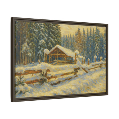Winter Landscape Framed Canvas Art | Cozy Home Decor | Wall Art for Living Room, Bedroom, Holiday Gift, Rustic Vibes, Art Print - TRV
