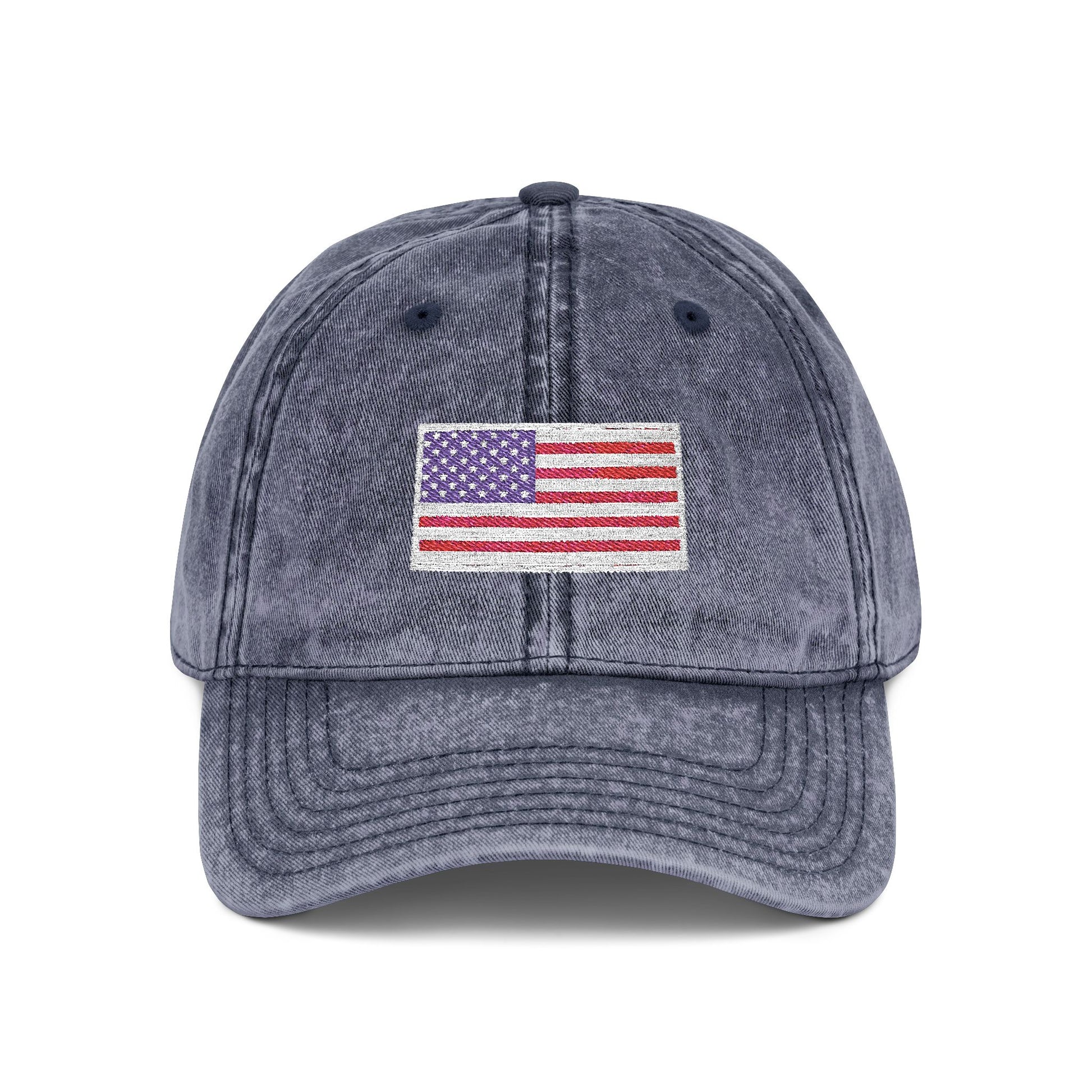 Embroidered Vintage Cap with USA Flag Design - TRV