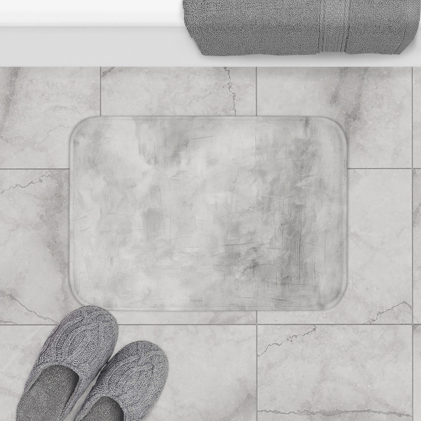 Stylish Grey Bath Mat for Modern Spaces, Soft Bath Rug, Bathroom Decor, Home Spa Essential, Gift for Housewarming, Minimalist Design - TRV