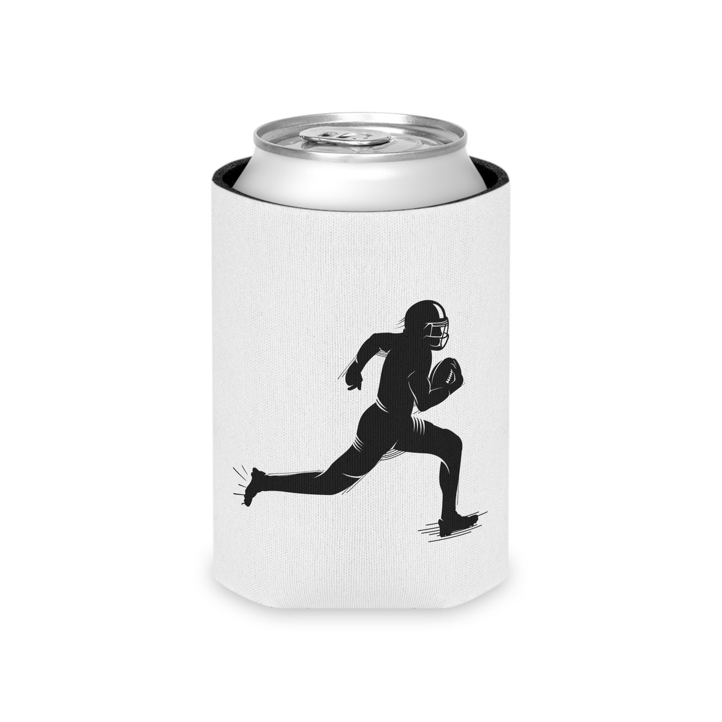 Football Player Can Cooler – Running Ball Carrier Beverage Koozie