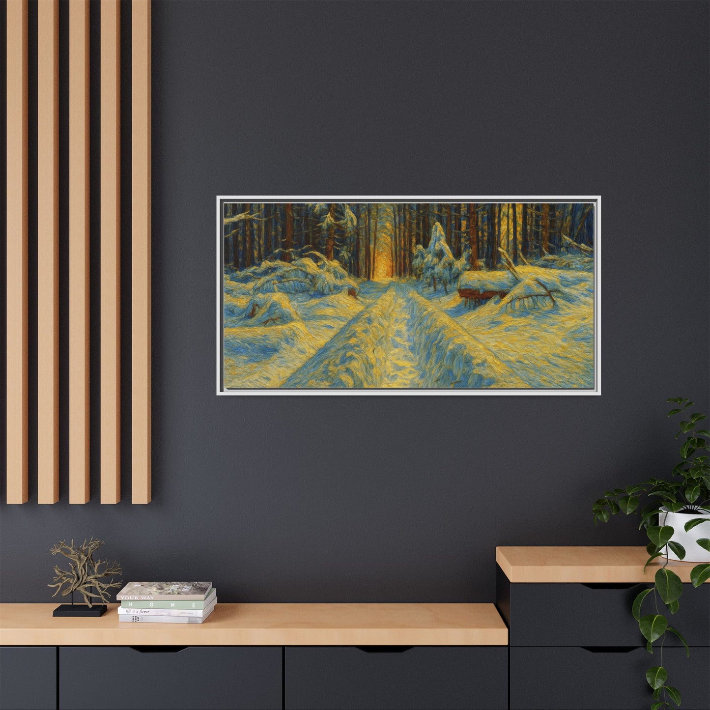Canvas Art, Winter Landscape Wall Decor, Nature Lovers Gift, Seasonal Decor, Holiday Wall Art, Cozy Home Decoration, Framed Matte Canvas - TRV