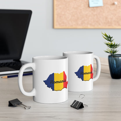 Romania Flag Ceramic Mug, Unique Coffee Cup, Travel Souvenir, Gift for Romanians