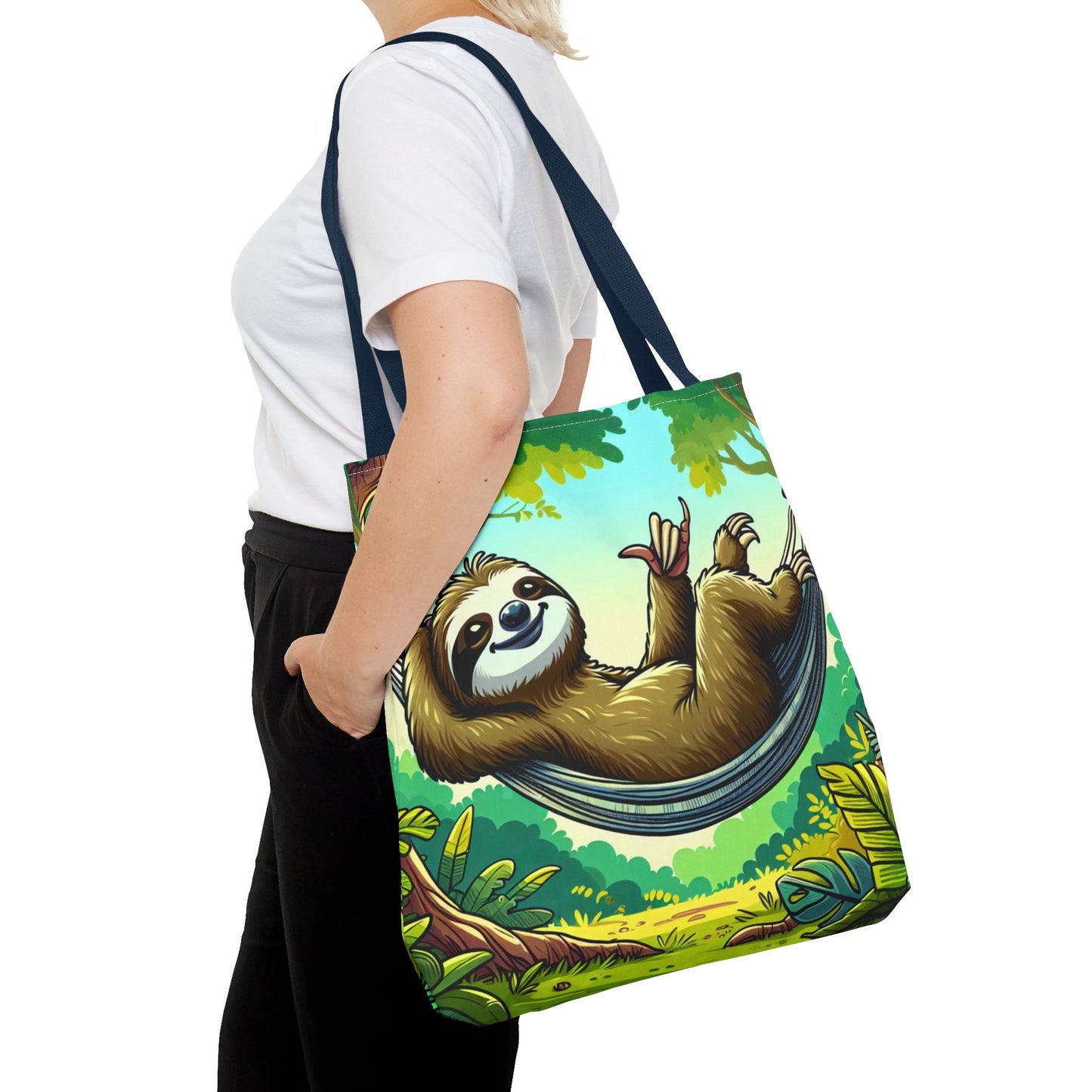 Relaxed Sloth Tote Bag, Cute Eco-Friendly Bag, Gift for Animal Lovers, Beach Bag, Reusable Shopping Tote - TRV